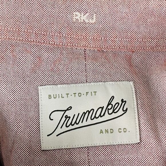 Trumaker Large Bespoke Casual Oxford Shirt Pink 100% Cotton Button Down - Picture 3 of 5